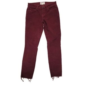CURRENT/ELLIOTT The Kick Stretch Cotton Corduroy Pants Jeans Wine Size 25.
